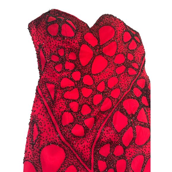 Vintage Silk Beaded Tiffany Design Evening Gown Dress *READ - Picture 4 of 15